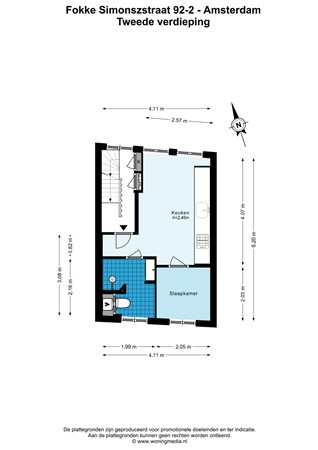 Floor plan - Fokke Simonszstraat 92-2, 1017 TK Amsterdam 